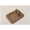 Image 1 : EVE-49 BRONZEEarly 20th century bronze greyhound or  whippet on marble ash tray. Bronze measures 2  