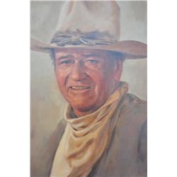 18AP-77 OIL SIGNED OF JOHN WAYNEFinely accomplished framed original oil on  canvas painting of John 
