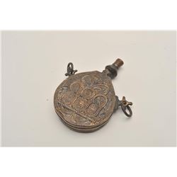 18BW-9 MOROCCAN POWDER FLASKGood early Moroccan brass powder flask, 19th  century. 100-200