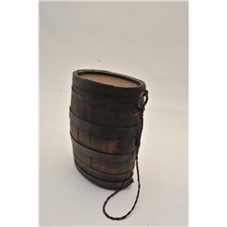18AL-8 BBL CANTEENAmerican barrel canteen from revolution to  mid-19th century. 10” x 7”. No spout. 