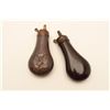 Image 1 : 18AL-71 POCKET FLASKLot of 2 pocket powder flasks; one is brass  with a spread eagle and marked “Col