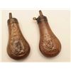 Image 1 : 18AL-74 COLT FLASKSTwo brass powder flask for Colt Model 1849  Pocket percussion revolvers, in good 