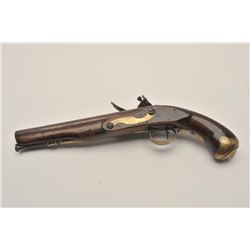 18AR-38 FLINTLOCK ENGLISHDragoon size English flintlock pistol marked  “Thomas” on the lock. Measure