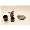 Image 1 : 18AL-30 MISC. LOTMisc. lot including two different size tin  cups, a tin mess kit and a wax “jack” w