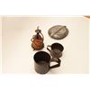 Image 2 : 18AL-30 MISC. LOTMisc. lot including two different size tin  cups, a tin mess kit and a wax “jack” w