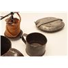 Image 4 : 18AL-30 MISC. LOTMisc. lot including two different size tin  cups, a tin mess kit and a wax “jack” w