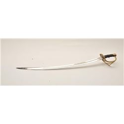 18AR-6 D GUARD SWORDEtched blade brass “D” guard sword (no  scabbard), approximately 37” overall wit