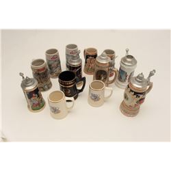 17FS-354 LOT OF BEER STEINSLot of 14 misc. beer steins; a lifetime  collection!      Est.:  $100-$20