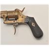 Image 2 : 18AR-65 PINFIREBrass pinfire folding trigger revolver, .28  caliber, checkered wood grips, S/N3482, 