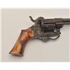 Image 8 : 18AR-69 PINFIREEngraved pinfire revolver, 7.65mm caliber,  grey patina, wood grips, contained in lea