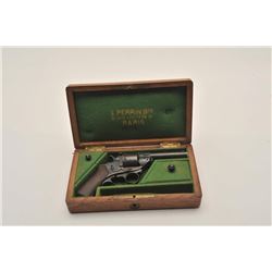 18AR-49 CASED REVFrench Perrin pocket DA revolver, 9mm  caliber, blued finish, wood grips, contained