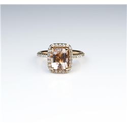 18CAI-22 MORGANITE RINGDazzling Morganite ring and micro set with 42  round Diamonds weighing approx