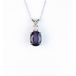 18CAI-38 PURPLE SAPPHIRE & DIMAOND PENDANTElegant pendant featuring a natural Purple  Sapphire weigh