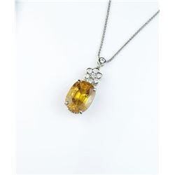 18CAI-40 YELLOW SAPPHIRE & DIAMOND PENDANTElegant pendant featuring a Natural yellow  Sapphire weigh