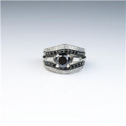 18CAI-18 BLACK DIAMOND RINGClassic Platinum 14 karat white gold wedding  set featuring a round Black
