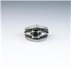 Image 1 : 18CAI-18 BLACK DIAMOND RINGClassic Platinum 14 karat white gold wedding  set featuring a round Black