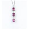 Image 1 : 18CAI-4 PINK TOURMALINE & DIAMOND PENDANTGorgeous pendant set with three matching Pink  Tourmalines 