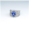 Image 2 : 18CAI-17 TANZANITE & DIAMOND RINGGorgeous contemporary ring featuring a Fine  Tanzanite weighing 3.2