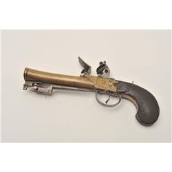18ASS-11 BLUNDERBUSS ELIPTICAL FLIP BAYOScarce elliptical brass barrel flintlock  pistol with spring