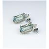Image 4 : 18CAI-29 AQUAMARINE & DIAMOND EARRINGSExquisite earrings featuring two matching  Aquamarines weighin