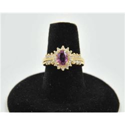 18PRS-13 SAPPHIRE RINGOne ladies ring in 14k yellow gold set with  purple sapphire weighing approx 1