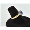 Image 3 : 18PRS-14 TANZANITE & DIAMOND RINGOne ladies ring in 18k yellow gold set with a  oval tanzanite wt ap
