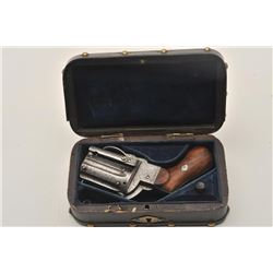 18AR-68 PINFIRECased and engraved pinfire folding trigger  revolver, 7.65mm caliber, 2” cylinder, wo