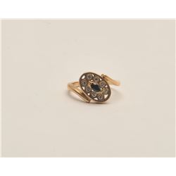 18AO-9 SAPPHIRE & DIAMOND RINGBeautiful 14 karat yellow gold, diamond and  sapphire ring.  Fresh out
