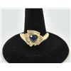 Image 1 : 18PRS-15 SAPPHIRE & DIAMOND RINGOne ladies ring in 14k yellow gold set with a  trilliant cut sapphir