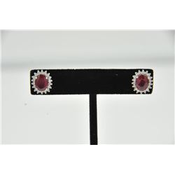 18RPS-1 RUBY & DIAMOND EARRINGSOne pair of ruby and diamond earrings set in  18k white gold. Two ova