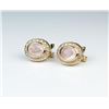 Image 2 : 18CAI-26 ROSE QUARTZ & DIAMOND EARRINGSFinely crafted earrings set with two matching  pink Rose Quar