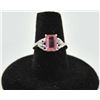 Image 1 : 18PRS-11 TOURMALINE & DIAMOND RINGOne emerald cut pink tourmaline  approx 2ct  with 2 side diamonds 