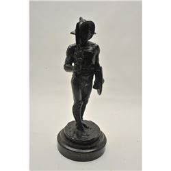 18CA-17 CAST METAL SCULPTUREHeavy cast metal sculpture of gladiator  signed “T.R. Gorime” showing br