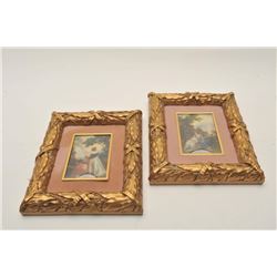 18CA-339 2 MINIATURE PAINTINGSLot of 2 miniature paintings in ornate  frames. Signed lower right “Re