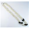 Image 1 : 18CAI-65 ONYX & SILVER BEAD NECKLACEFreshwater pearl necklace of black onyx and  Sterling silver bea