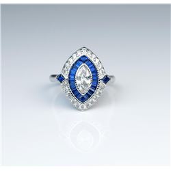 18CAI-67 STERLING SILVER RINGBeautiful replica of a vintage ring in  Sterling silver and cz stones. 