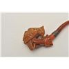 Image 2 : EVE-400 CARVED MEERSHAM PIPECarved 19th century meersham pipe of bird on  hand with amber stem. Meas