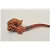 Image 3 : EVE-400 CARVED MEERSHAM PIPECarved 19th century meersham pipe of bird on  hand with amber stem. Meas