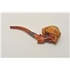 Image 4 : EVE-400 CARVED MEERSHAM PIPECarved 19th century meersham pipe of bird on  hand with amber stem. Meas