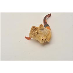 EVE-403 BULL'S HEAD MEERSHAM PIPEFinely carved bulls head meersham pipe in  case with amber stem and