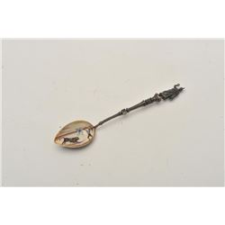 EVE-419 900. FINE MRK ENAMALED BOWL SPOON900 fine marked enameled in bowl spoon of  bullfight with R