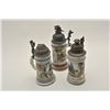 Image 1 : EVE-425 IMPERIAL STYLE STEIN LOTLot of 3 Imperial style beer steins with  damaged lids. Bodies good 