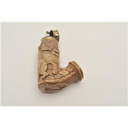 18CA-349 CARVED MERSHAM PIPECarved mershan pipe with German silver cover  showing knight on horsebac