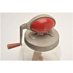 17FU-13 BUTTER CHURN LARGE CIRCA 1940sLarge glass butter churn, approximately 15”   in height, ca. 1