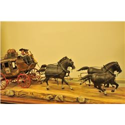 18AP-75 LARGE STAGE COACHUnusually large finely constructed wood  carved Overland Stage Line Coach w