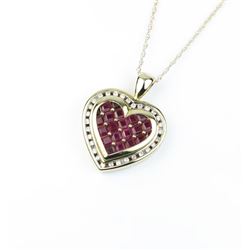 18CAI-46 RUBY PENDANTGorgeous heart shape Ruby pendant signed  ‘KEEPSAKE’ featuring invisible set re