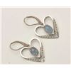 Image 1 : 17LP-13 HEART EARRINGSDelicate white gold heart shaped earrings  with beautiful opals.  The earrings