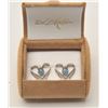 Image 3 : 17LP-13 HEART EARRINGSDelicate white gold heart shaped earrings  with beautiful opals.  The earrings