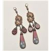 Image 2 : 17LP-14 LOT OF EARRINGSLot of three pair of antique glass earrings.   One pair in pink glass with da
