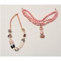 17LP-19 NECKLACE LOTLot of two beautiful coral and polished stone  necklaces.  The first features wh